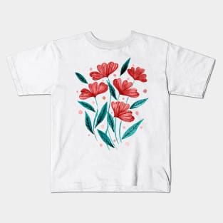 Cute florals - orange and green Kids T-Shirt